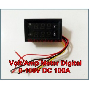 Digital DC Voltmeter Ammeter 0-100V 100A ราคา 190 บาท (ดิจิตอลดีซี โวลต์-แอมป์มิเตอร์)